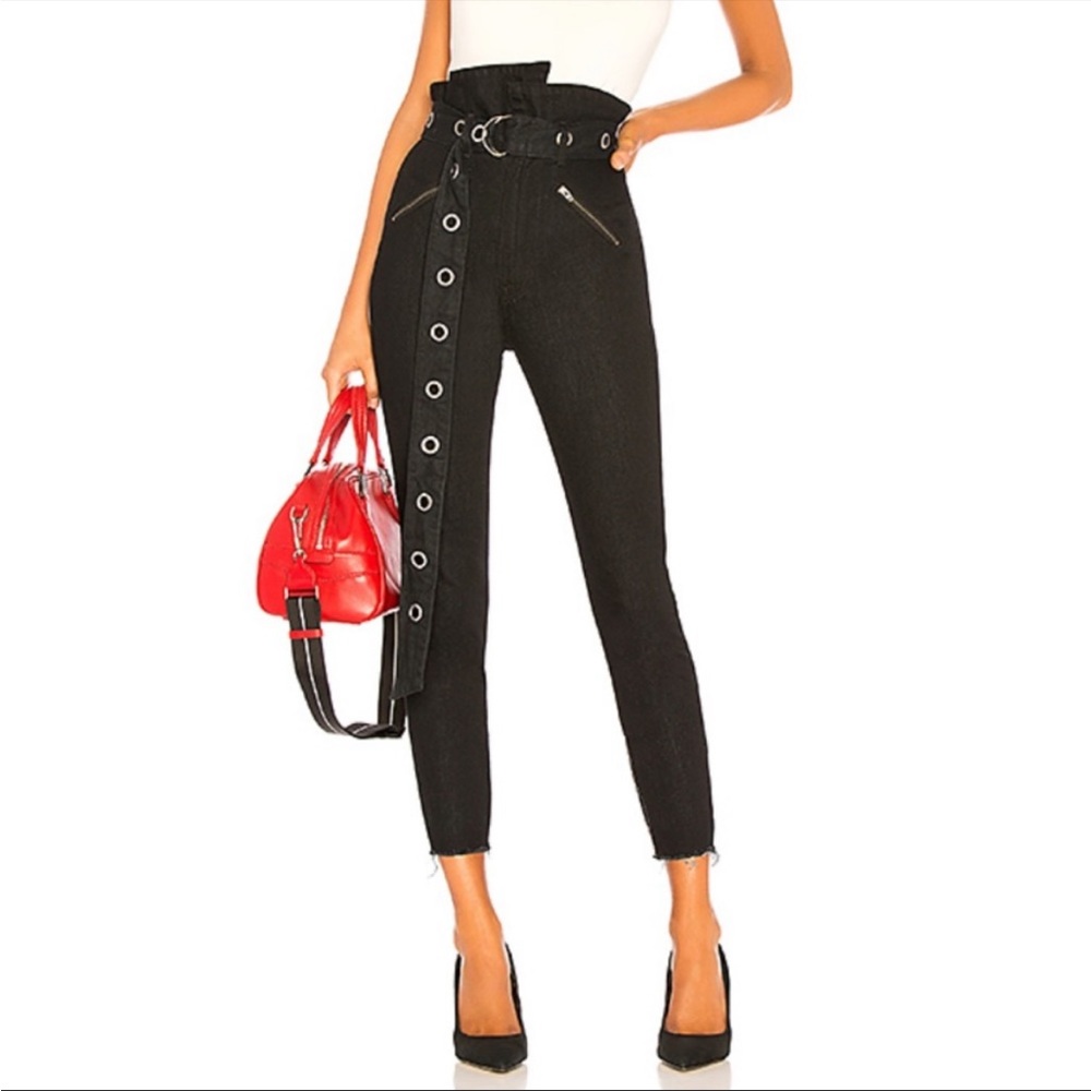 GRLFRND Mia Paper Bag Jeans Black Revolve